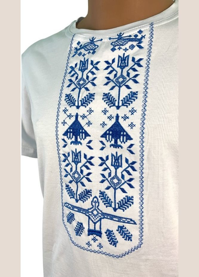 Белая футболка love self кулир белая вышивка байрактар синий р. xl (50) с коротким рукавом 4PROFI