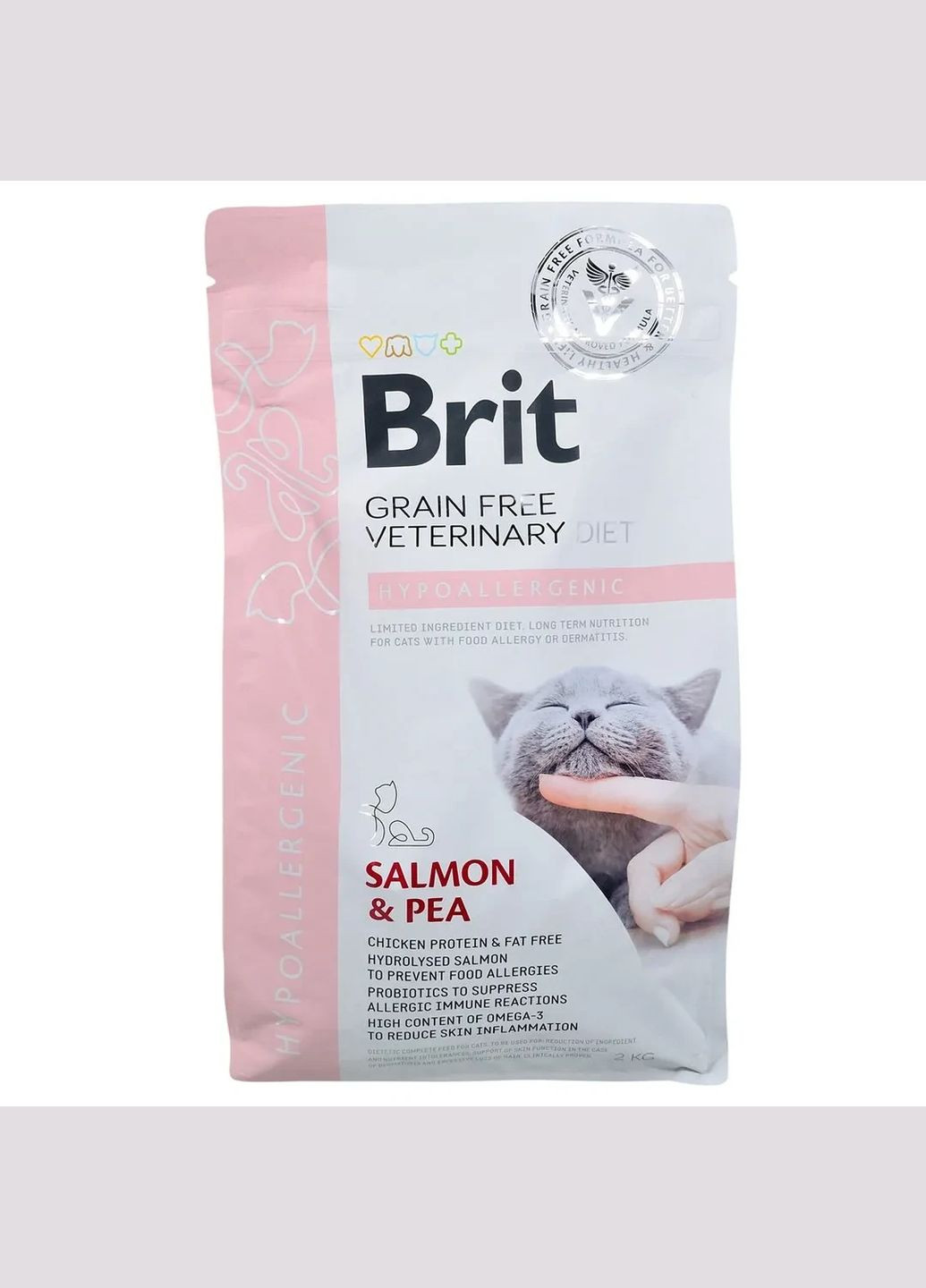 Корм сухий GF VetDiet Cat Hypoallergenic для котів з харчовою алергією та непереносимістю з лососем 2кг Brit (342374098)
