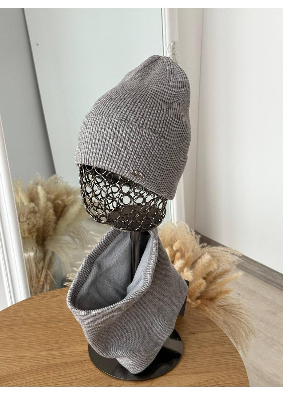 Женский комплект шапка и баф / Теплый женский шапка с хомутом / Женский зимний комплект с флисом No Brand (367102107)