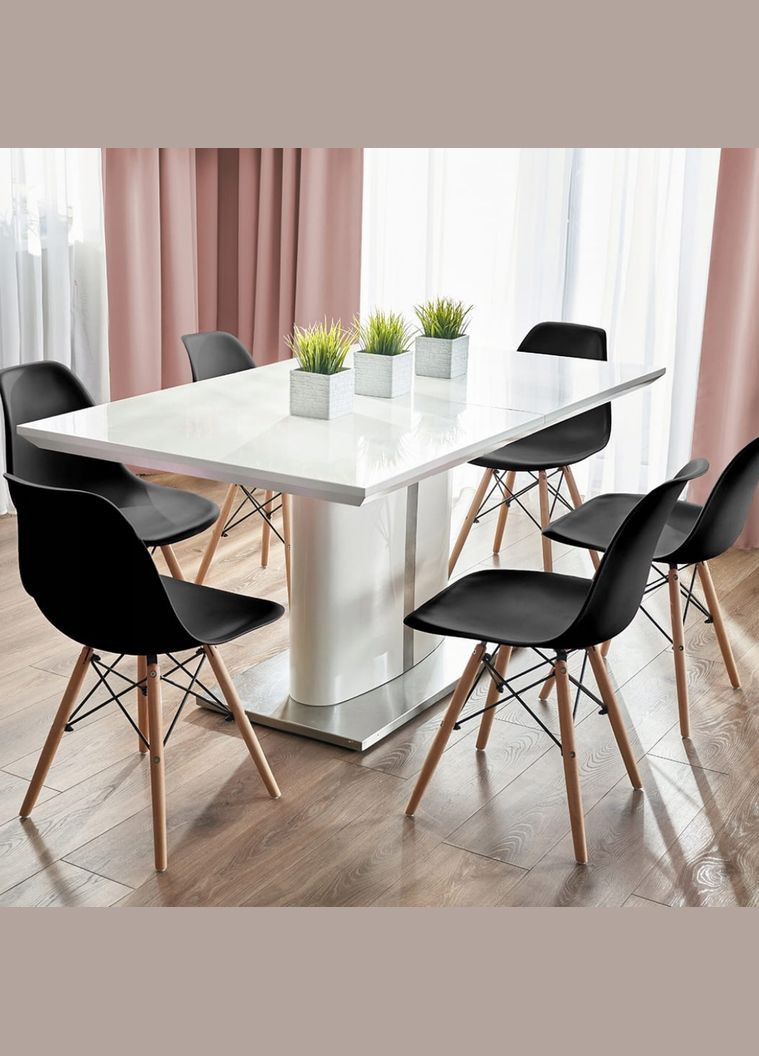 Стілець Eva у скандинавському стилі з дерев'яними ніжками чорний Jumi (301538573)