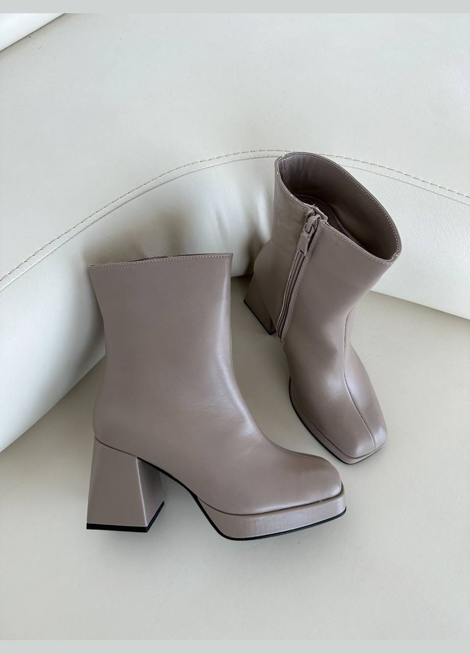 Бежеві демісезонна стильні жіночі ботильйони No Brand