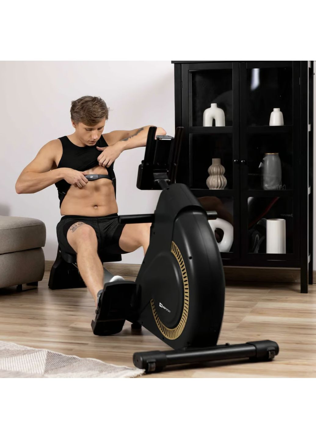 Гребной тренажер HS-095R Spike золотой Hop-Sport (365718059)