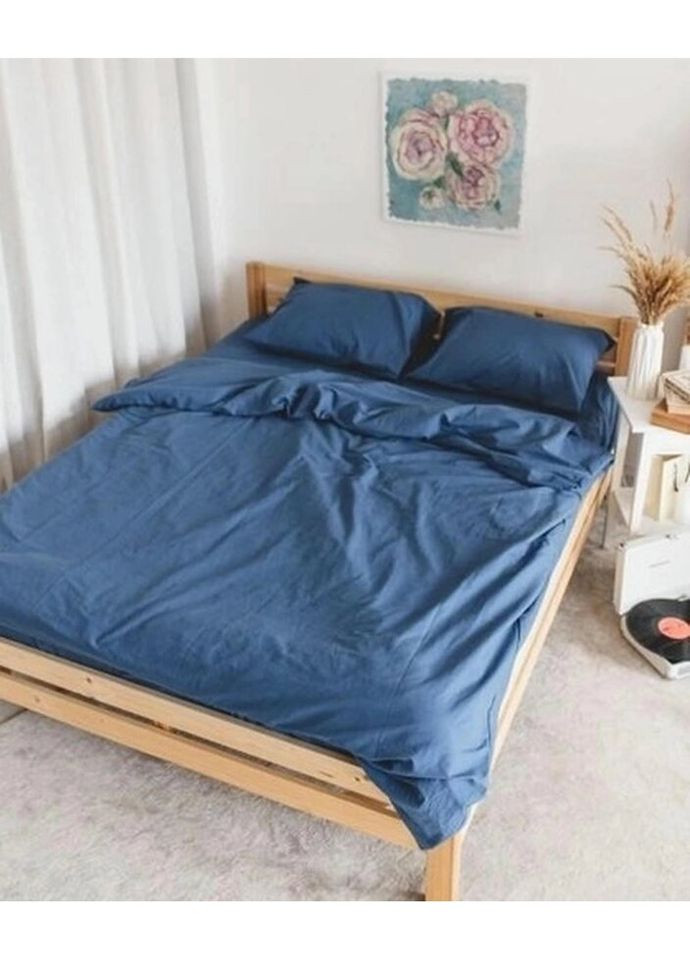 Постельное белье семейное Home Вареный хлопок 20479 160х215х2 см синяя DUSHKA (336327530)