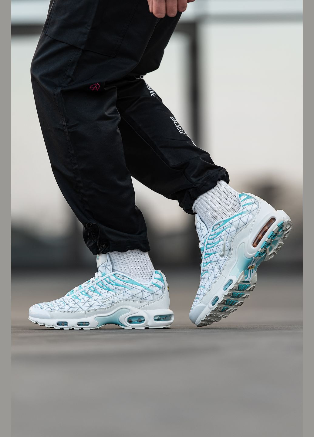Кроссовки женские и мужские Nike Air Max TN Plus white blue | Найк Аир Макс ТН Плюс белые голубые No Brand белые демисезоны (315482998)