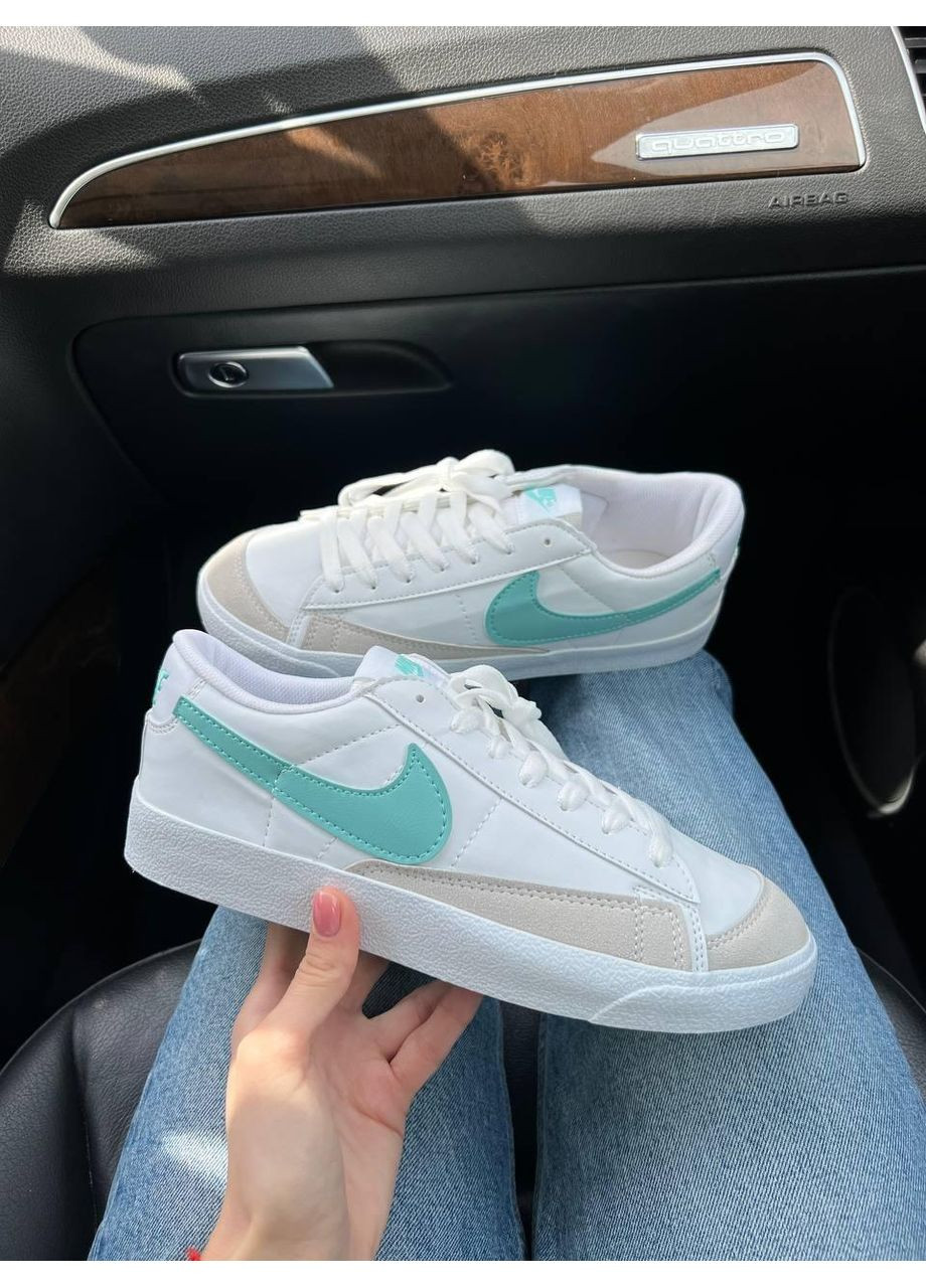 Белые демисезонные кроссовки мужские nike blazer low platform white mint найк блейзер No Brand