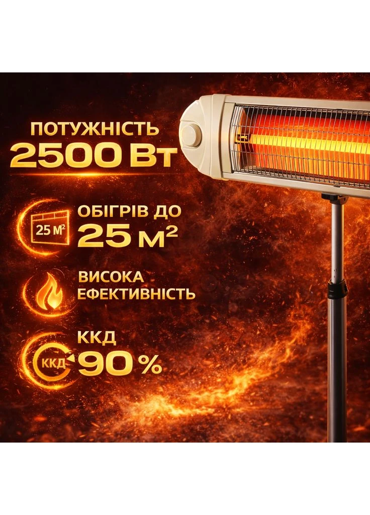 Инфракрасный обогреватель AWOX 2500 Вт, керамический обогреватель до 25 м2, настенный или напольный, терморегулятор EcoTec (386115501)