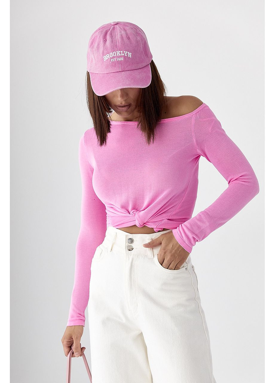 Вискозный лонгслив с открытым плечом - розовый цвет Lurex (353306102)