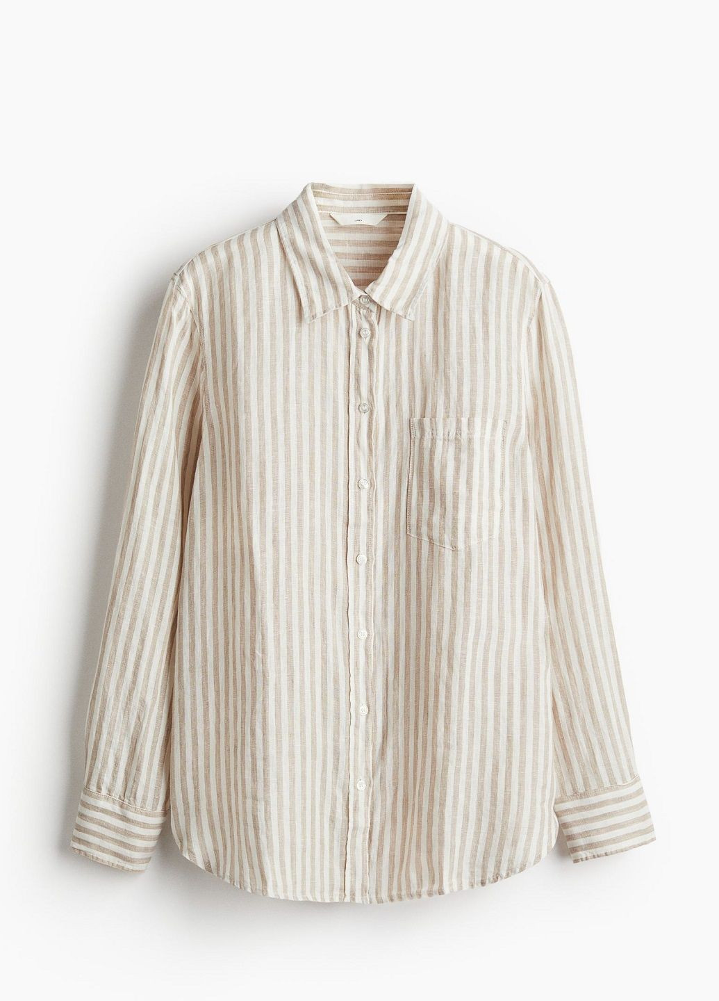 Бежевая классическая рубашка в полоску H&M