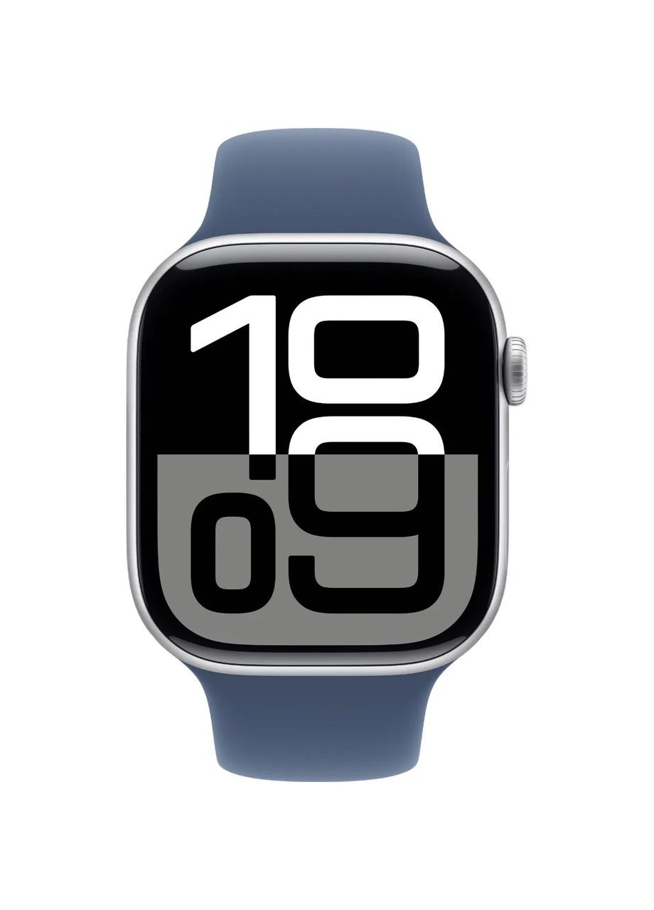 Watch Series 10 GPS 46mm Silver Aluminum Case with Denim Sport Band M/L MWWM3 Apple (360404449)