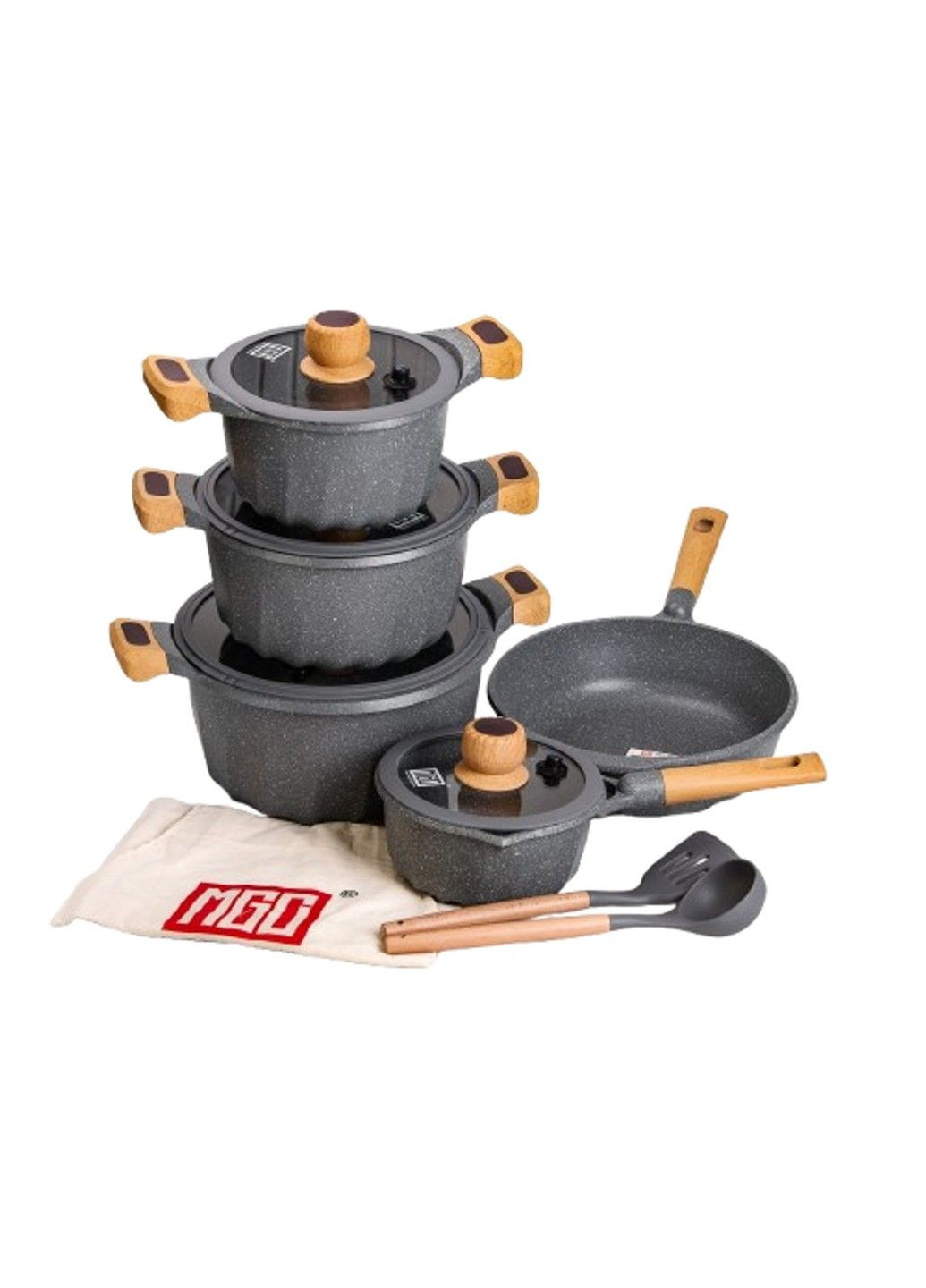 Набор посуды для приготовления комплект из 4 кастрюль, сотейника и сковороды, Серый MGC (340907796)