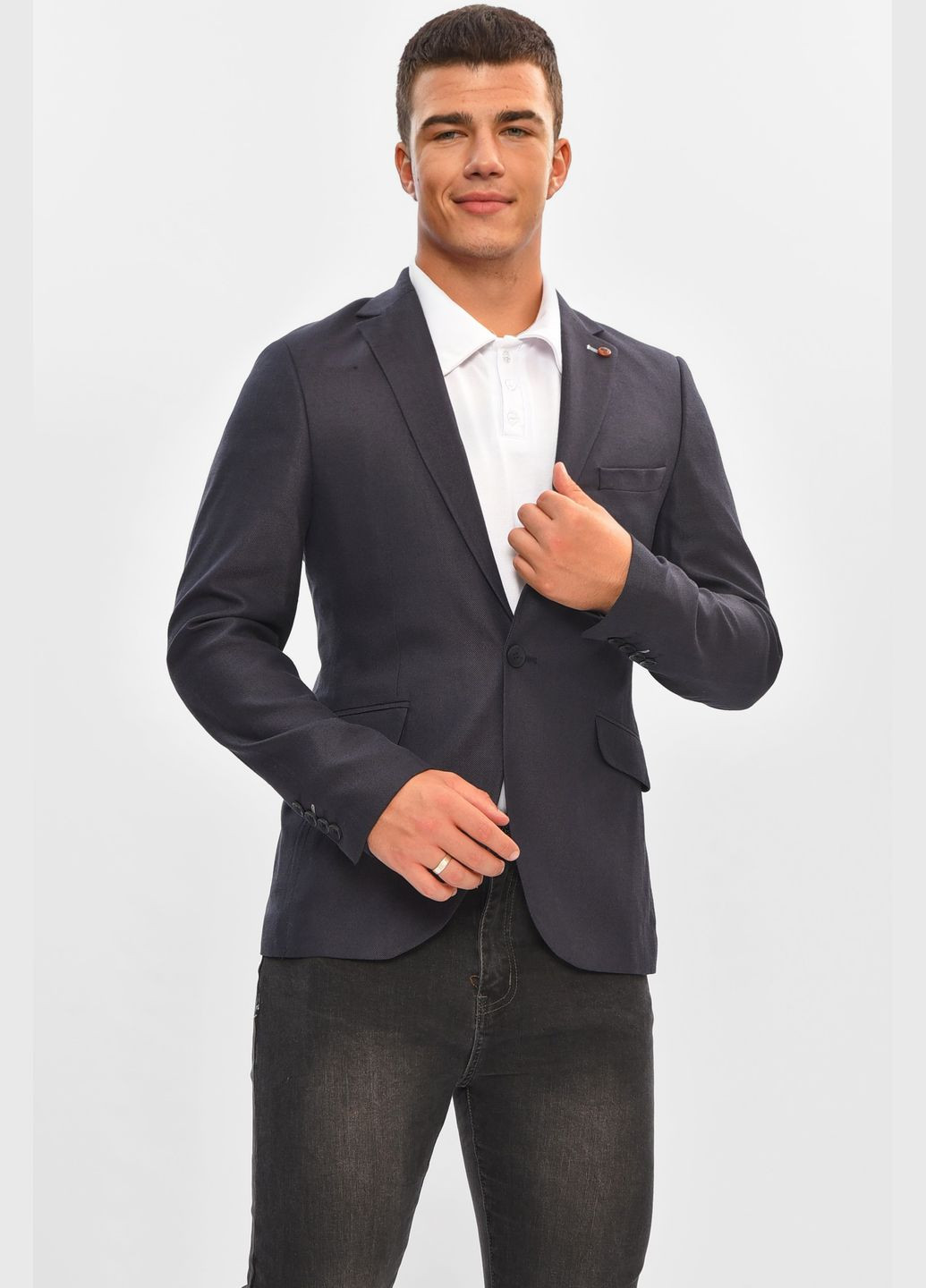 Піджак чоловічий темно-синього кольору Let's Shop (345569479)