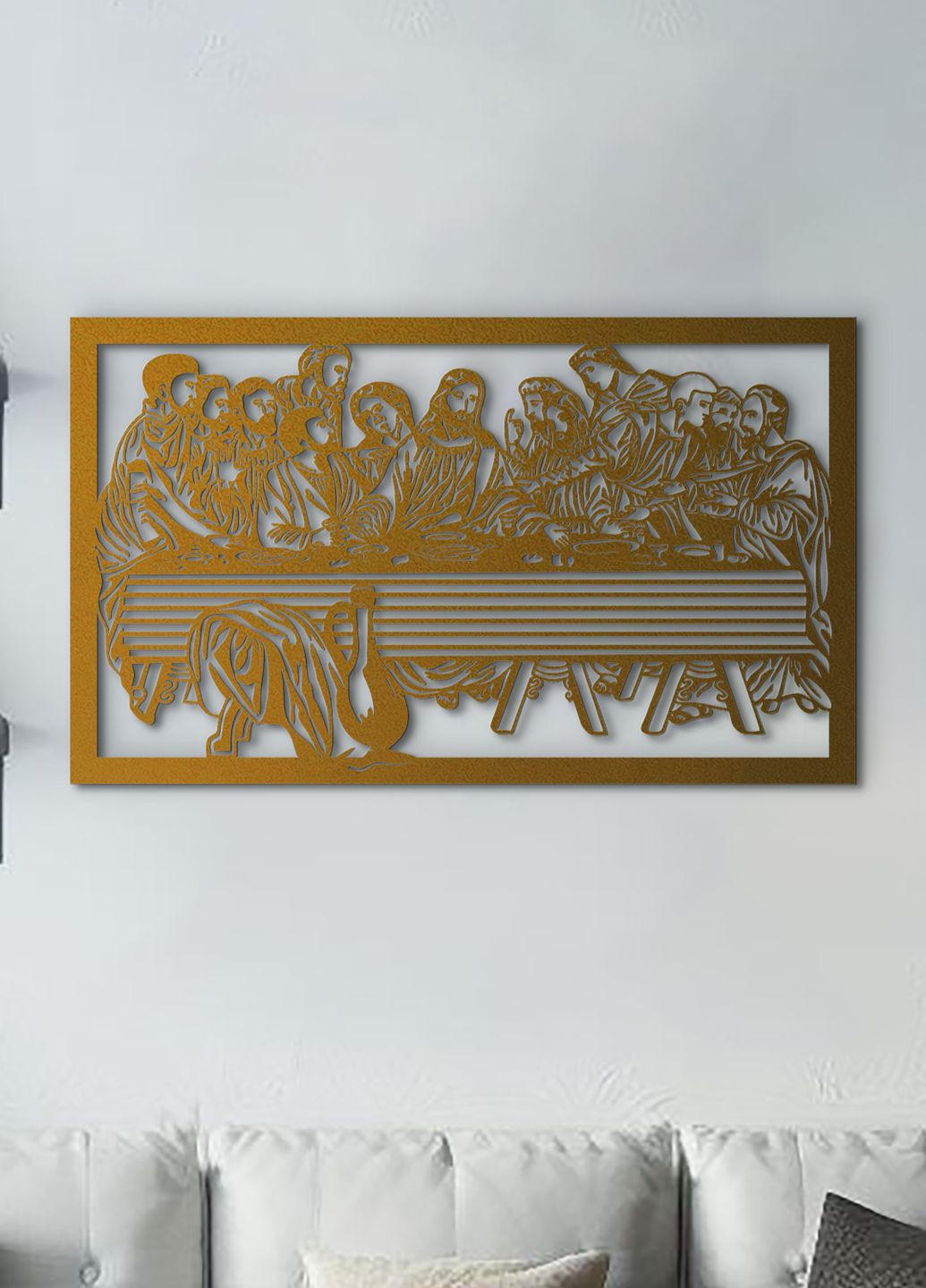 Декоративне панно з дерева, дерев'яна картина на стіну "Тайна вечеря", мінімалістичний стиль 30х18 см Woodyard (292013433)