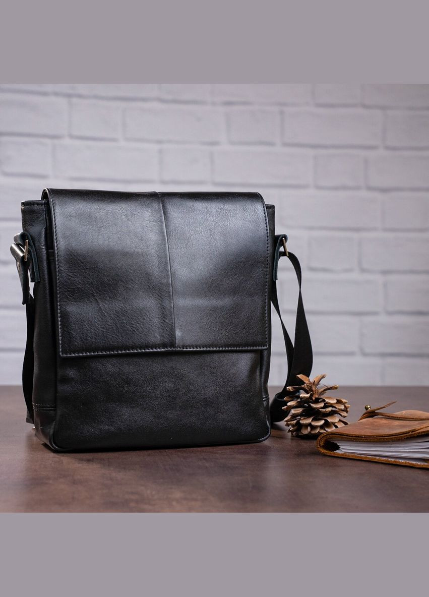 Сумка чоловіча через плече шкіряна месенджер 00793 Чорний Shvigel (302008683)