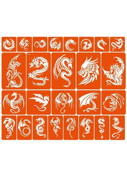 Набір трафаретів для біо-тату "Дракони - великий мікс" dragons-big-mix No Brand (316524916)