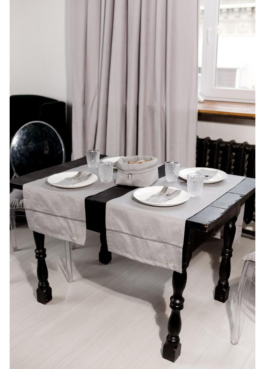 Ранер на стол RINO серый 40х140 см декор для гостиной столовой дорожка для стола ProDobro (369365488)