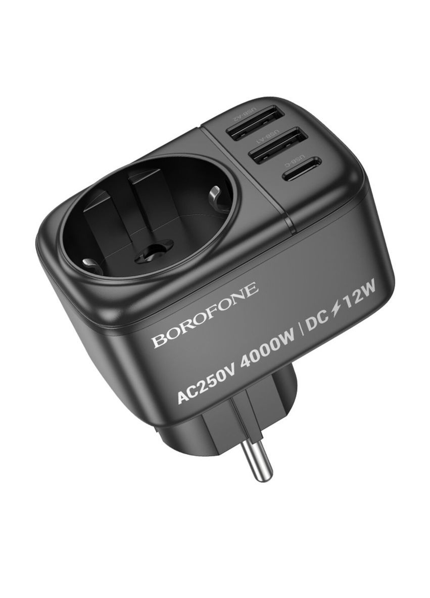 Мережевий фільтр 1-socket wall outlet (1C2A) (EU/GER) Black Borofone BAC14 Wide (349826488)