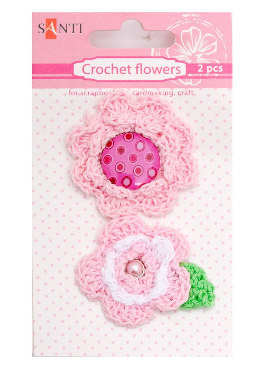 Набор брадсов цветы вязаные 952617 2 шт Santi (364495864)