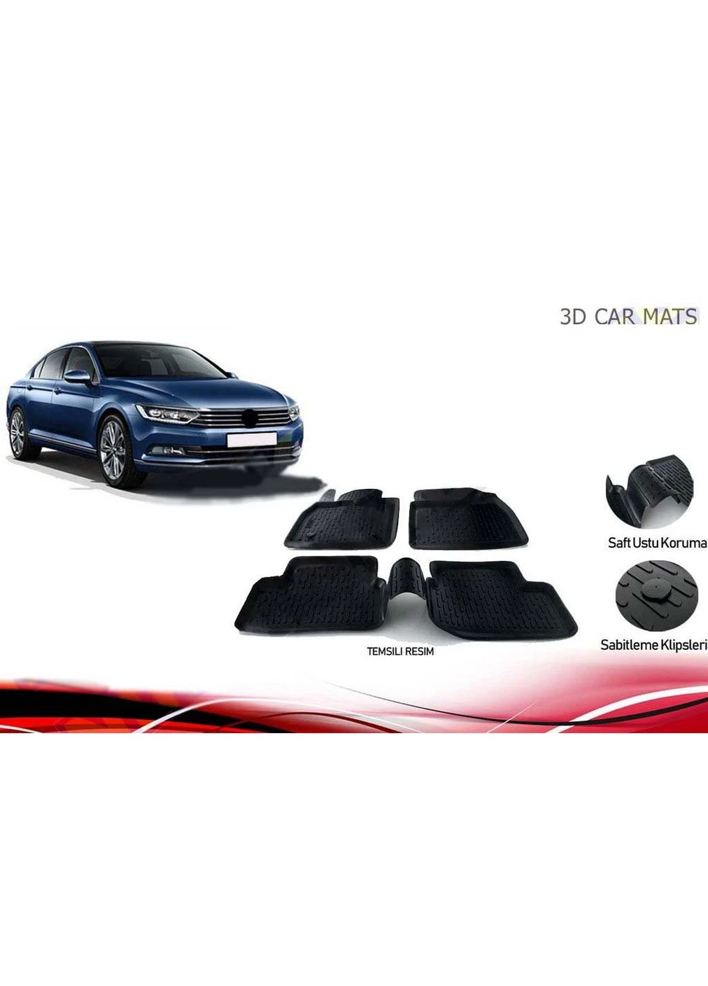 Резиновые коврики (4 шт, 3D) для Volkswagen Passat B8 2015-2023 гг Niken (392177908)