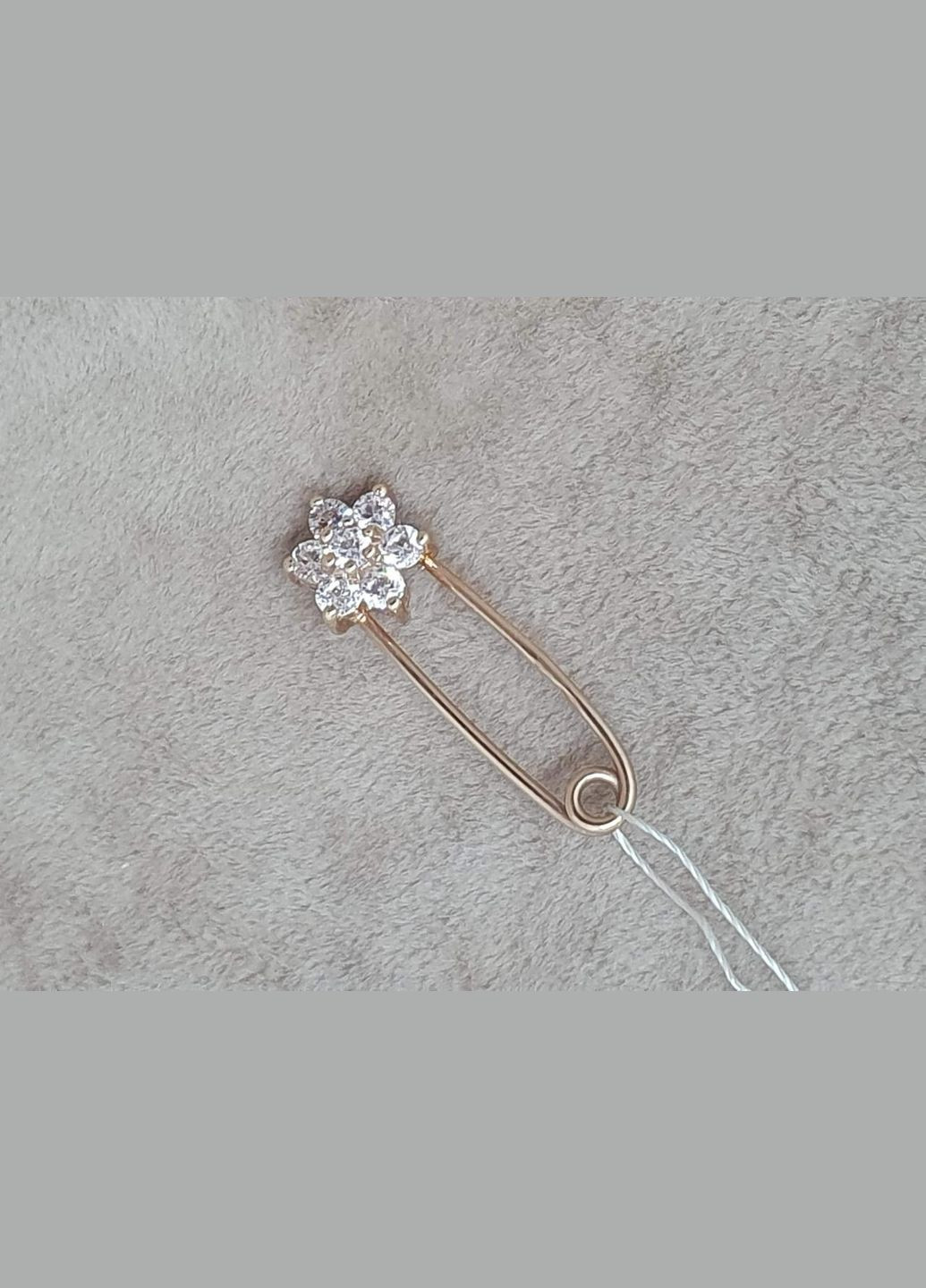 Золота брошка-шпилька Квітка з фіанітами. БШ079И Імперія золота (329421723)