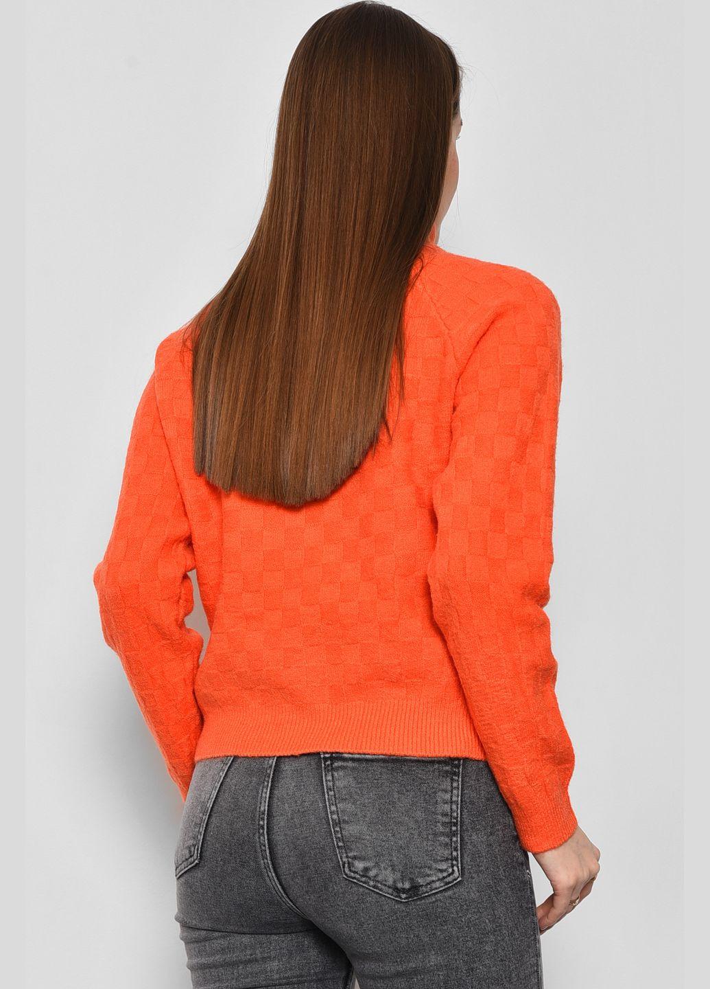Оранжевый зимний свитер женский оранжевого цвета пуловер Let's Shop
