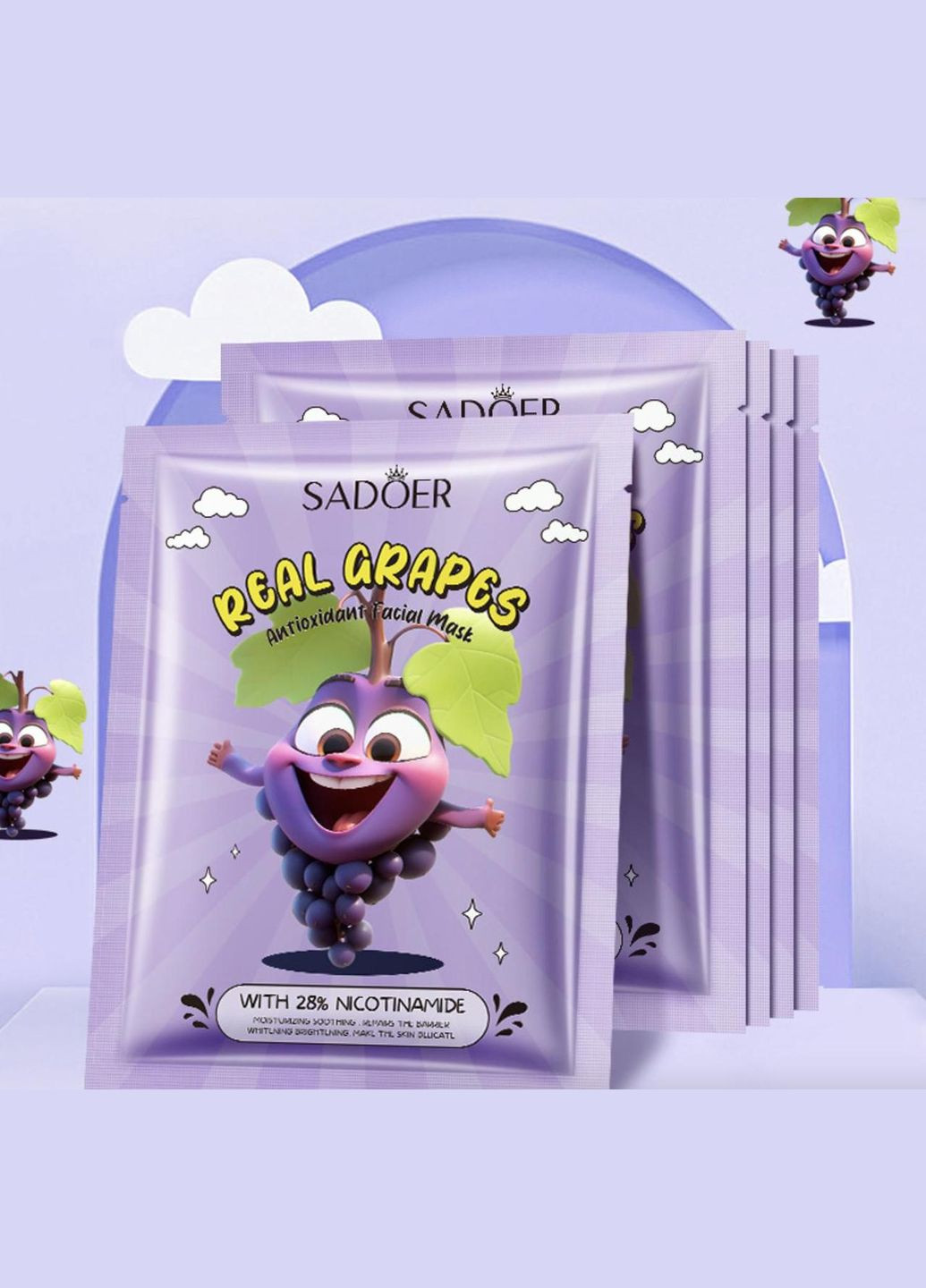 Маска для обличчя з екстрактом винограду Grape Nicotinamide Antioxidant Mask 25 г SADOER (335057213)