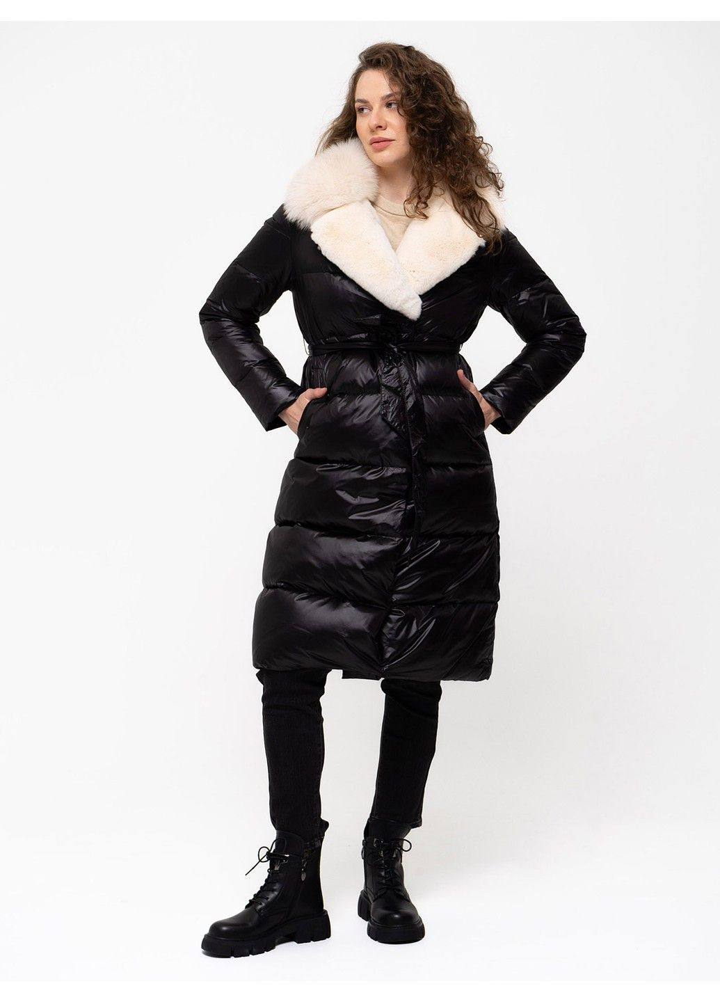 Черная зимняя пальто 21 - 18126 Vivilona