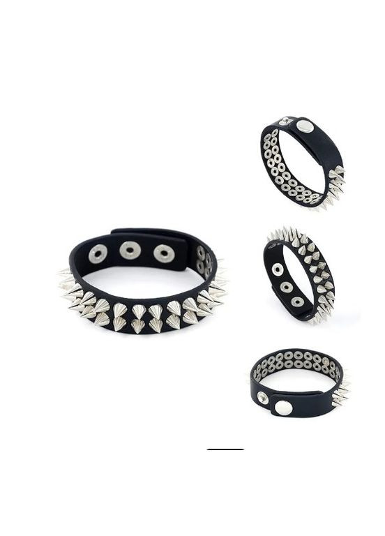 Браслет мужской кожаный на руку с шипами черный Avalon 08 (330775632)