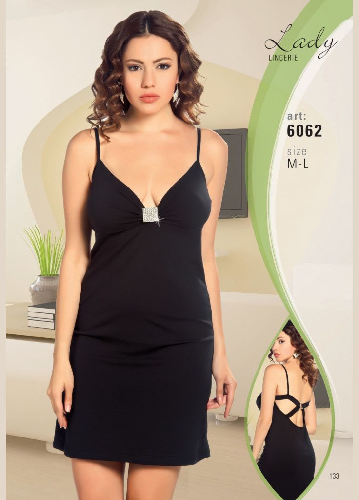 Чорний літній жіноча нічна сорочка - 6062 плаття Lady Lingerie