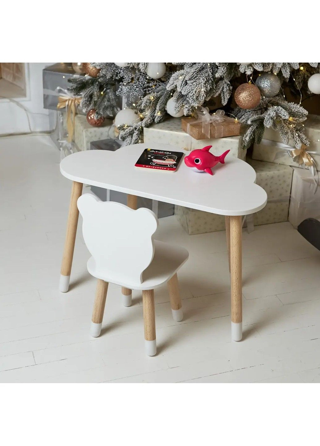 Дитячий столик Хмара та стільчик Ведмедик білий No Brand (331639858)