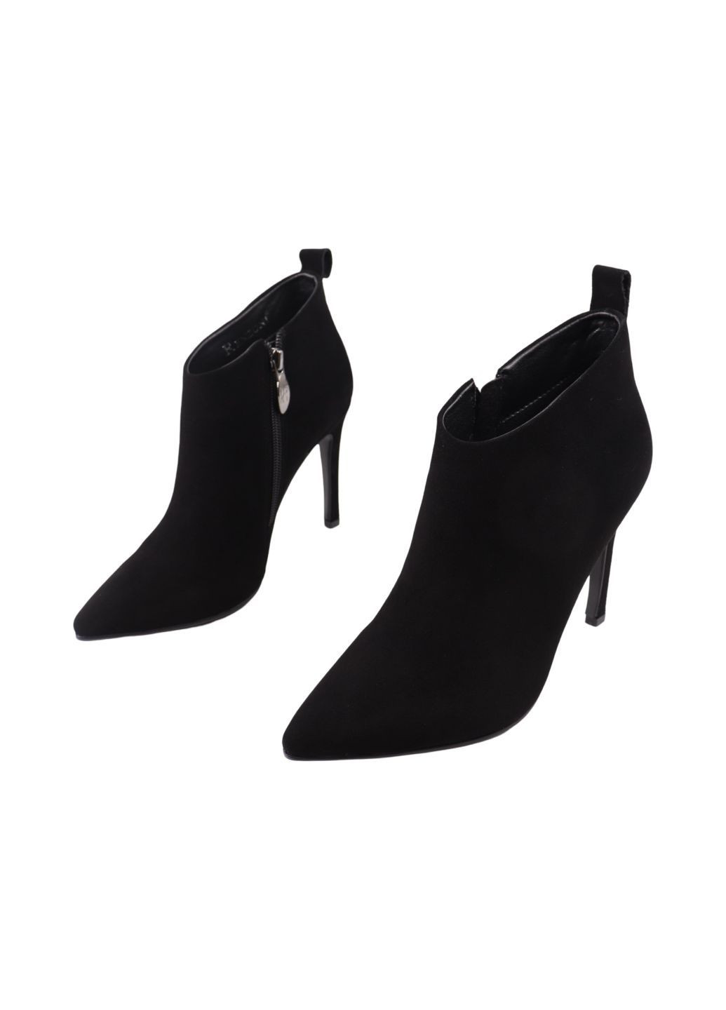 Чорні черевики жіночі на шпильці чорні натуральна замша Renzoni 1165-24DH