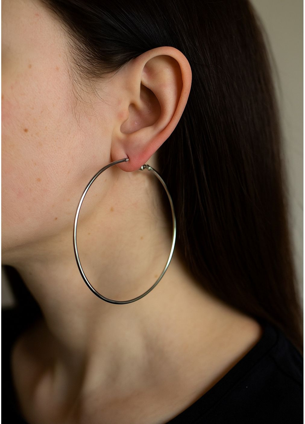 Серебристые серьги кольца, 1395 No Brand (356775594)