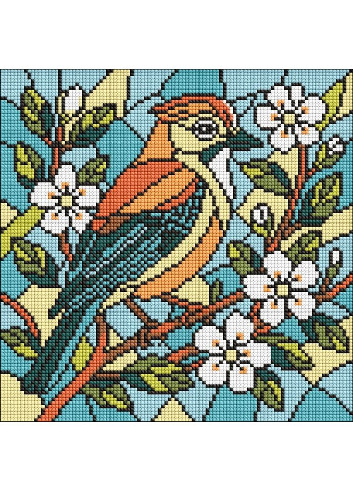 Алмазная мозаика "Витраж. Сойка" ©art_selena_ua AMO8317, 30х30 см IDEYKA (363175032)