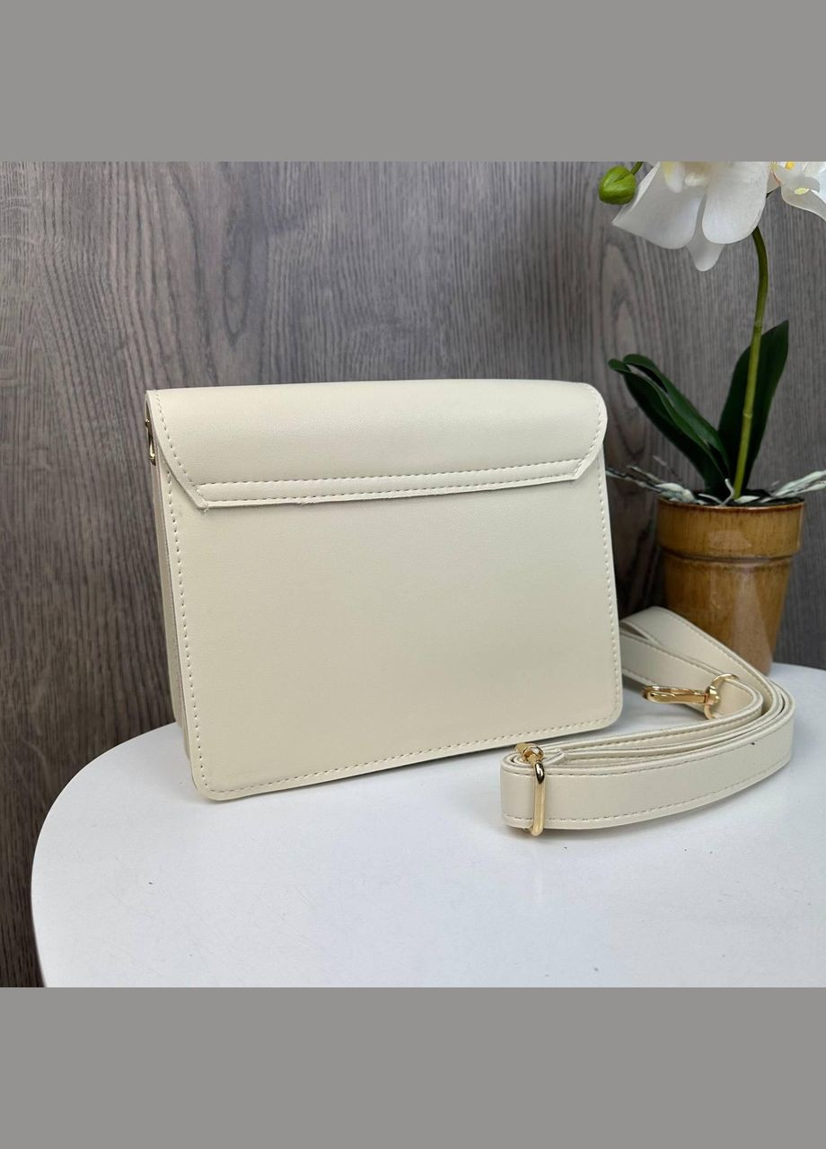 Женская мини сумка клатч на плечо из экокожи с регулируемым ремнем молочная (sku_1660М) No Brand (330576674)
