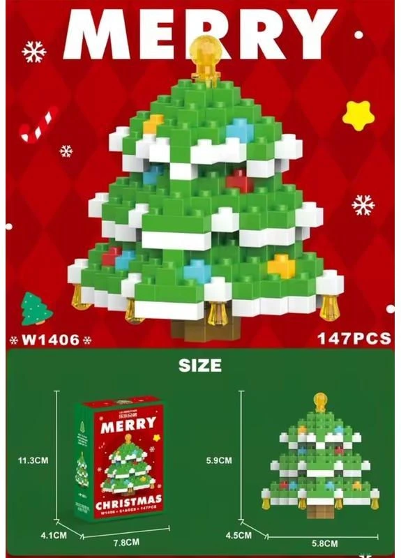 Конструктор новорічний Ялинка Merry Christmas 147 деталей пластикова 3D модель для декору оселі та різдвяний подарунок No Brand (393706968)