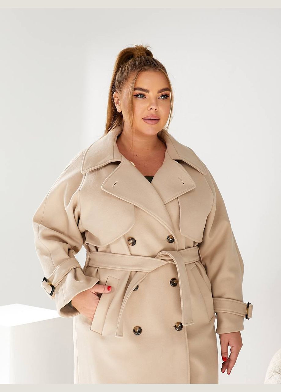 Молочное демисезонное Теплое кашемировое пальто молочного цвета 29658 Fashion