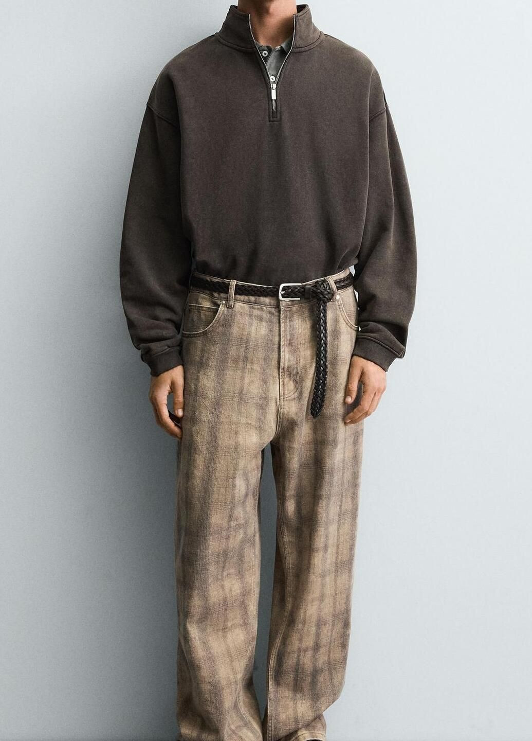 Коричневий світшот Zara однотонний (362699101)