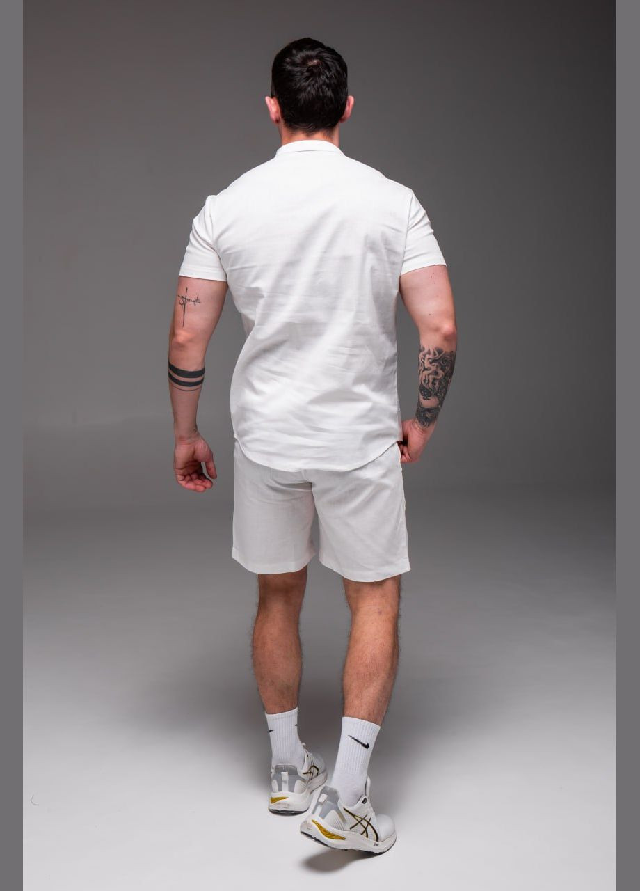 Молочный летний стильный и лаконичный комплект на лето с шортами Vakko