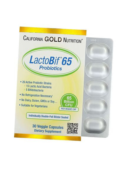Пробиотики, LactoBif 65 Probiotics, 30вегкапс (69427008) California Gold Nutrition (322727345)