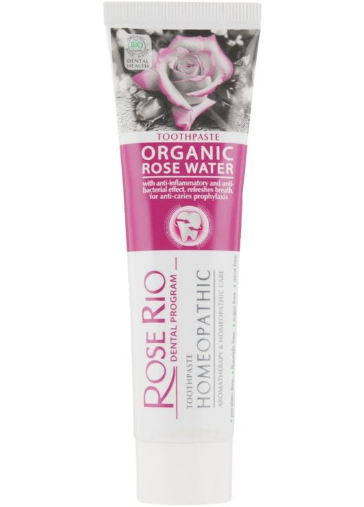 Зубная гомеопатическая паста Rose Rio Homeopathic Organic Rose Water Toothpaste 65ml (269153-121227) STS Cosmetics (368620083)