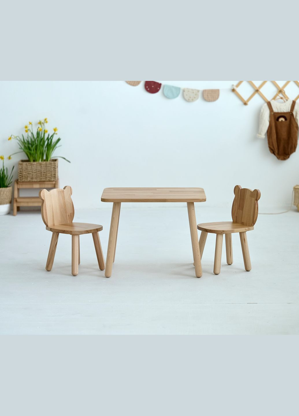 Детский столик и 2 стульчика Bear для детей 4-7 лет Натуральний Tatoy (292312767)
