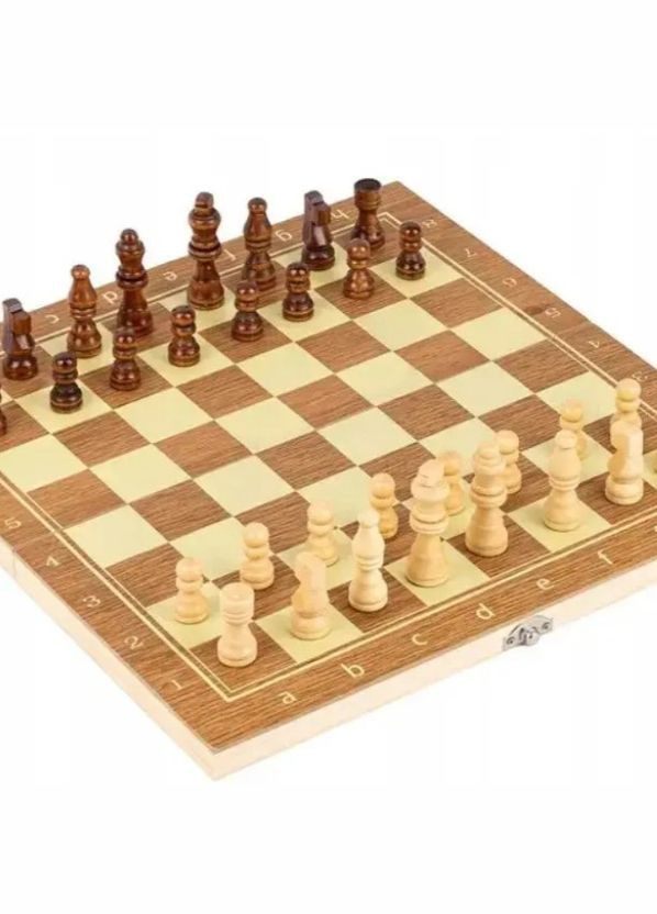 Дерев'яні шахи 3 в 1: нарди, шашки та шахи, дошка 24 см No Brand (315806190)