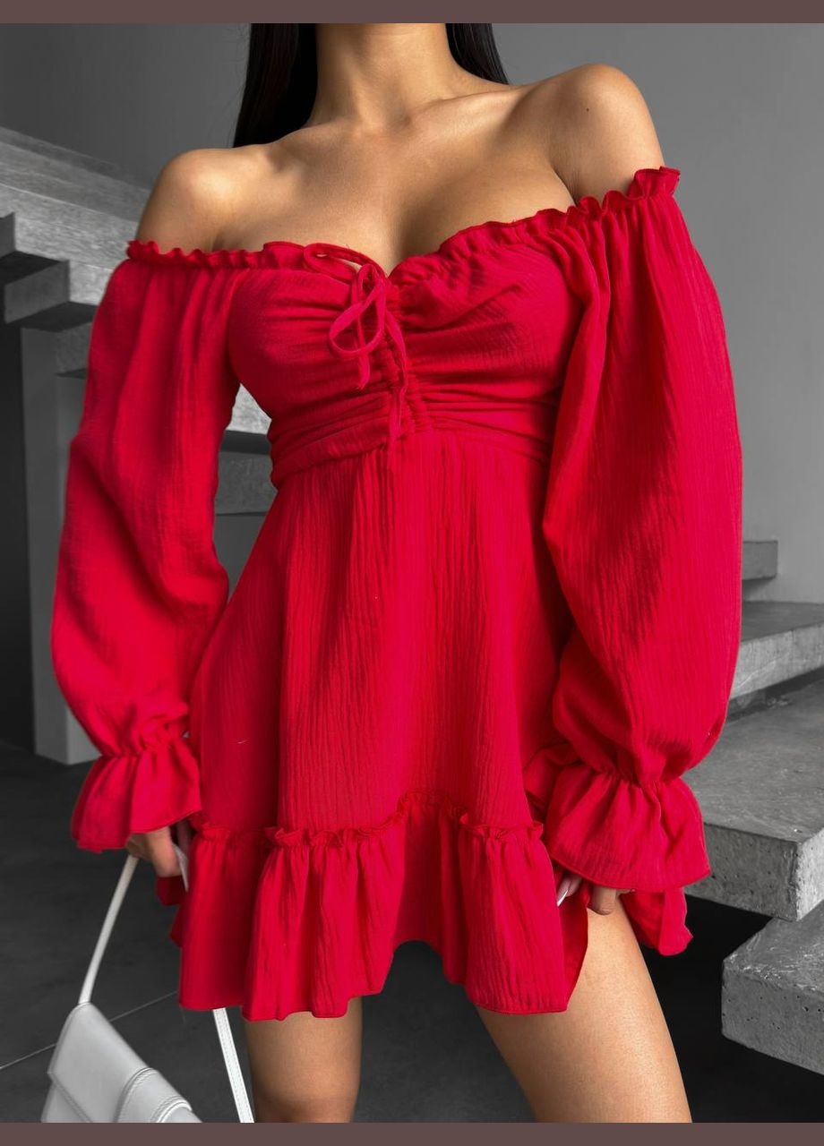 Червона легка сукня🔝🥰 Luna з квітковим принтом