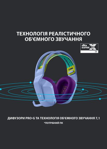 Гарнітура G733 Lightspeed Wireless RGB, LILAC Logitech (297669268)