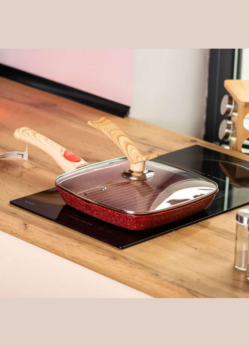 Сковорода-гриль 24 см с антипригарным покрытием и съемной ручкой, MGC (328441771)