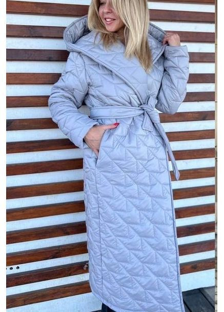 Серое демисезонное Пальто женское тёплое Style Point