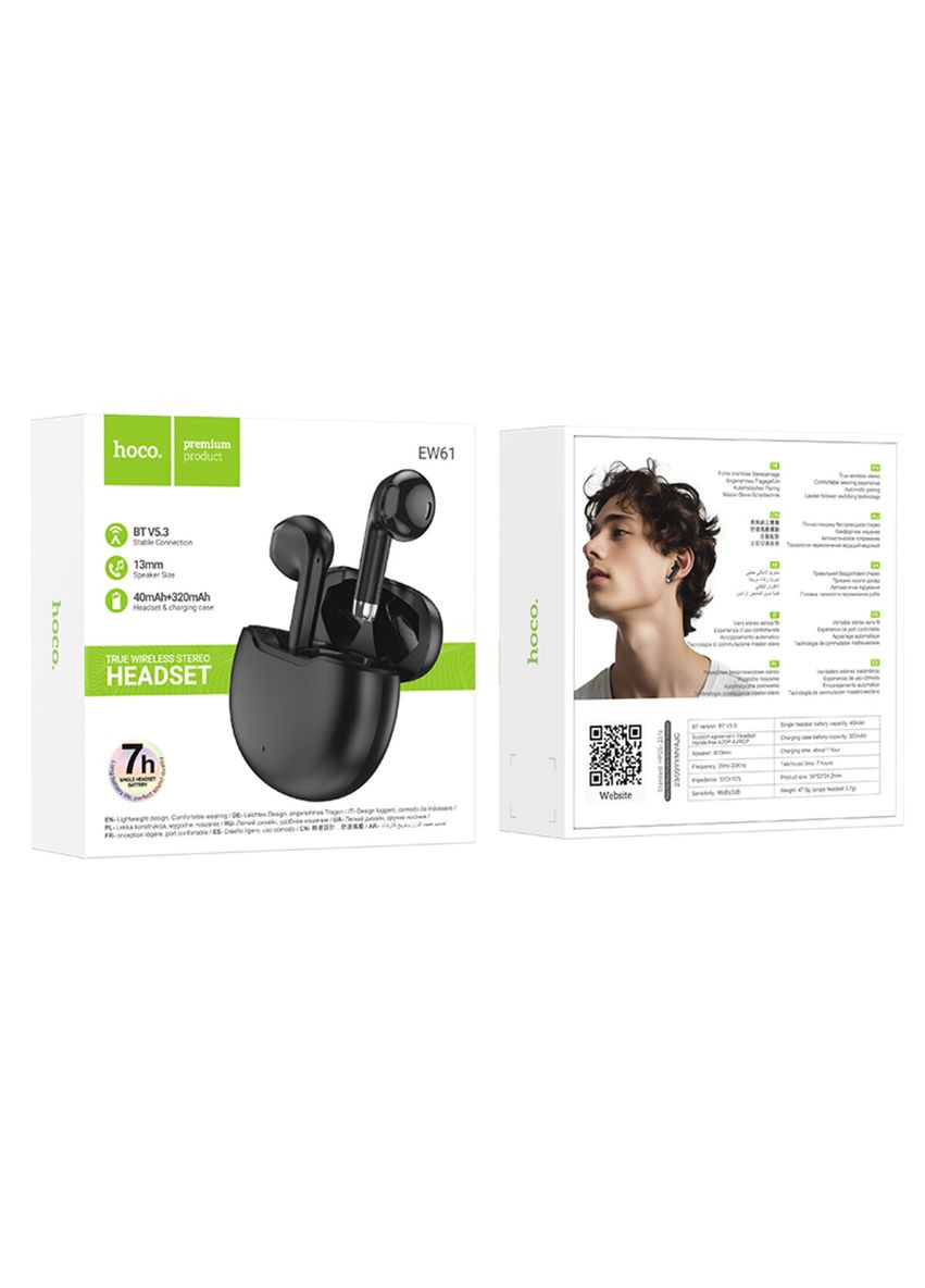 Навушники June true wireless BT headset Black Hoco EW61 (345105505)