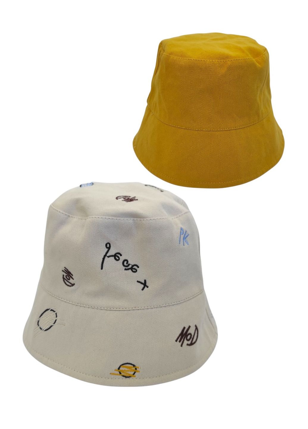 Котоновая Панама Летняя Двухсторонняя 100% Хлопок Базовая Черная Желтая Панамка Унисекс 54-56 см No Brand (339066220)