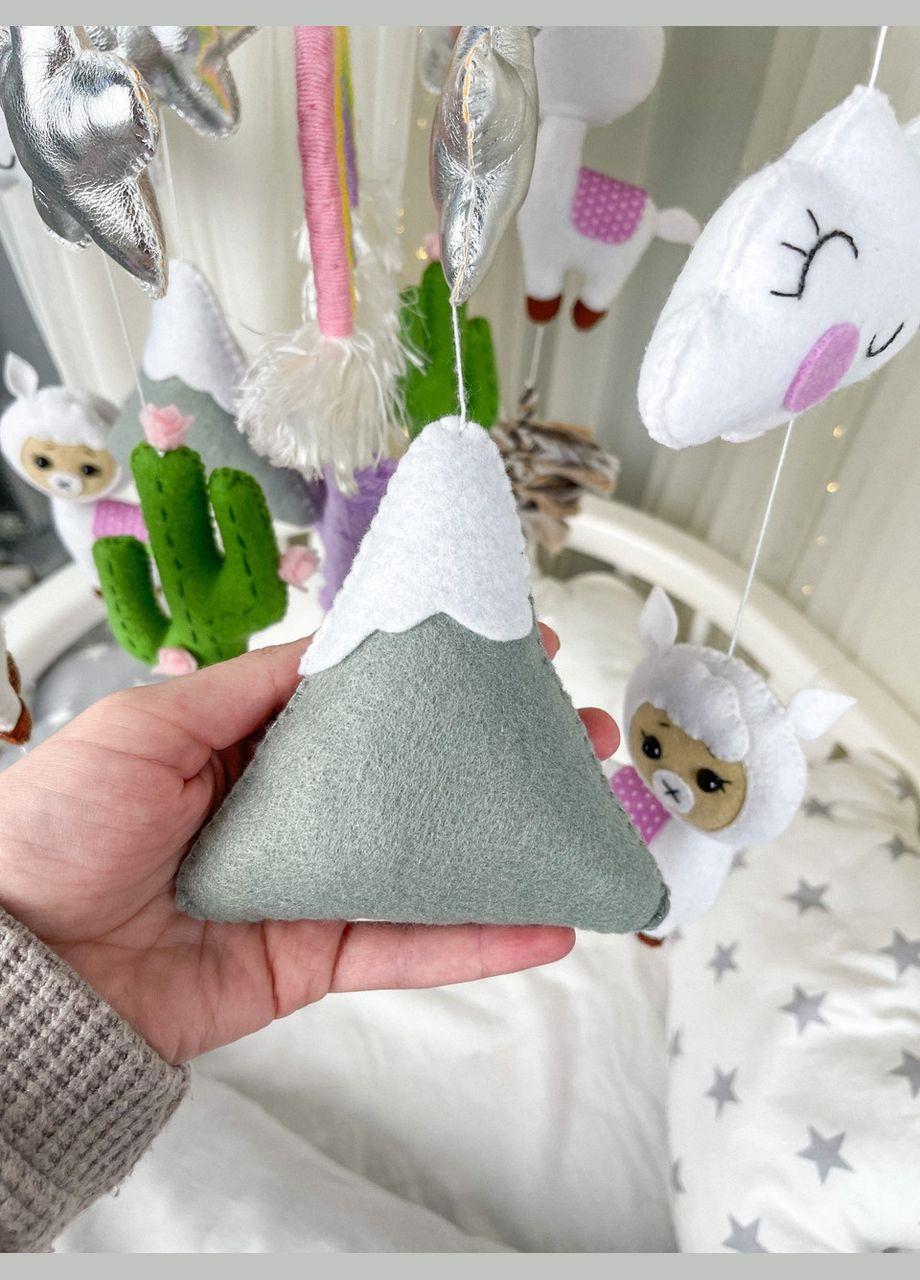 Дитячий музичний мобіль на ліжечко для немовлят WooolyWool «Лама-бохо» з 35 мелодіями No Brand (342758024)