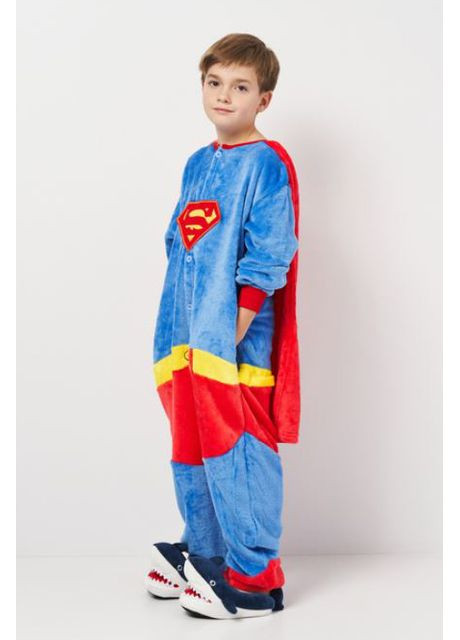 Синя зимня піжама кігурумі дитяча синього кольору з принтом комбінезон Let's Shop