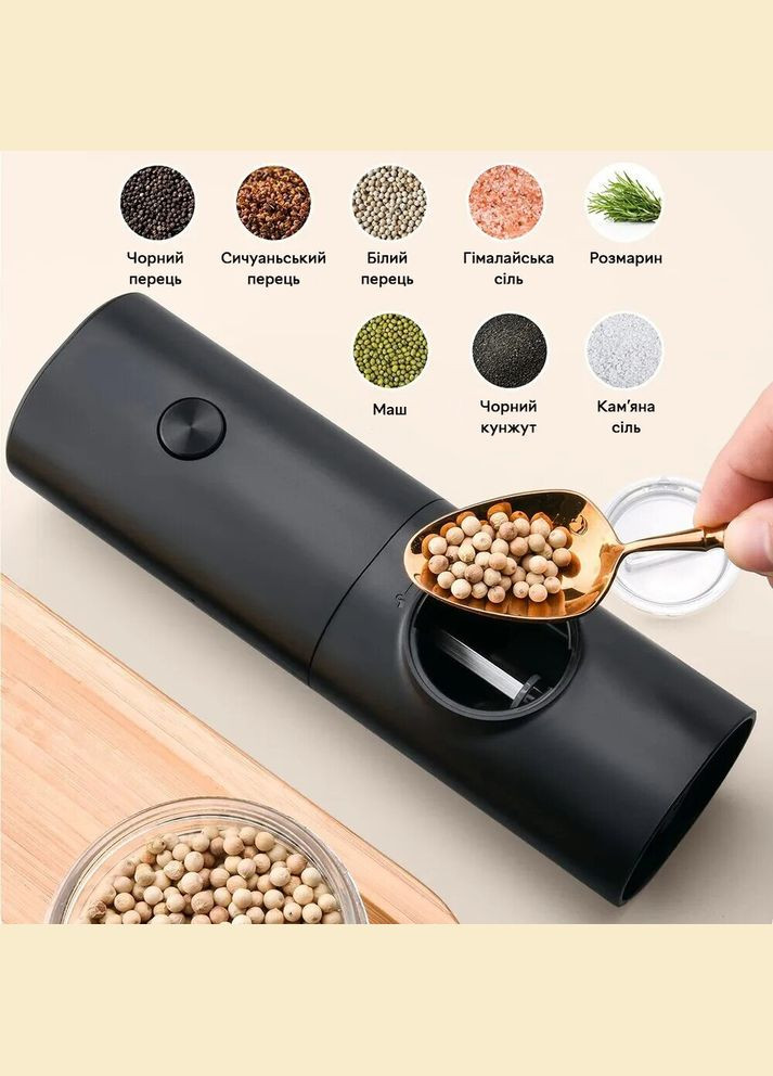 Електричний перечниця-млин Electric pepper mill з підсвічуванням, Black з регулятором помелу Semi (334891535)